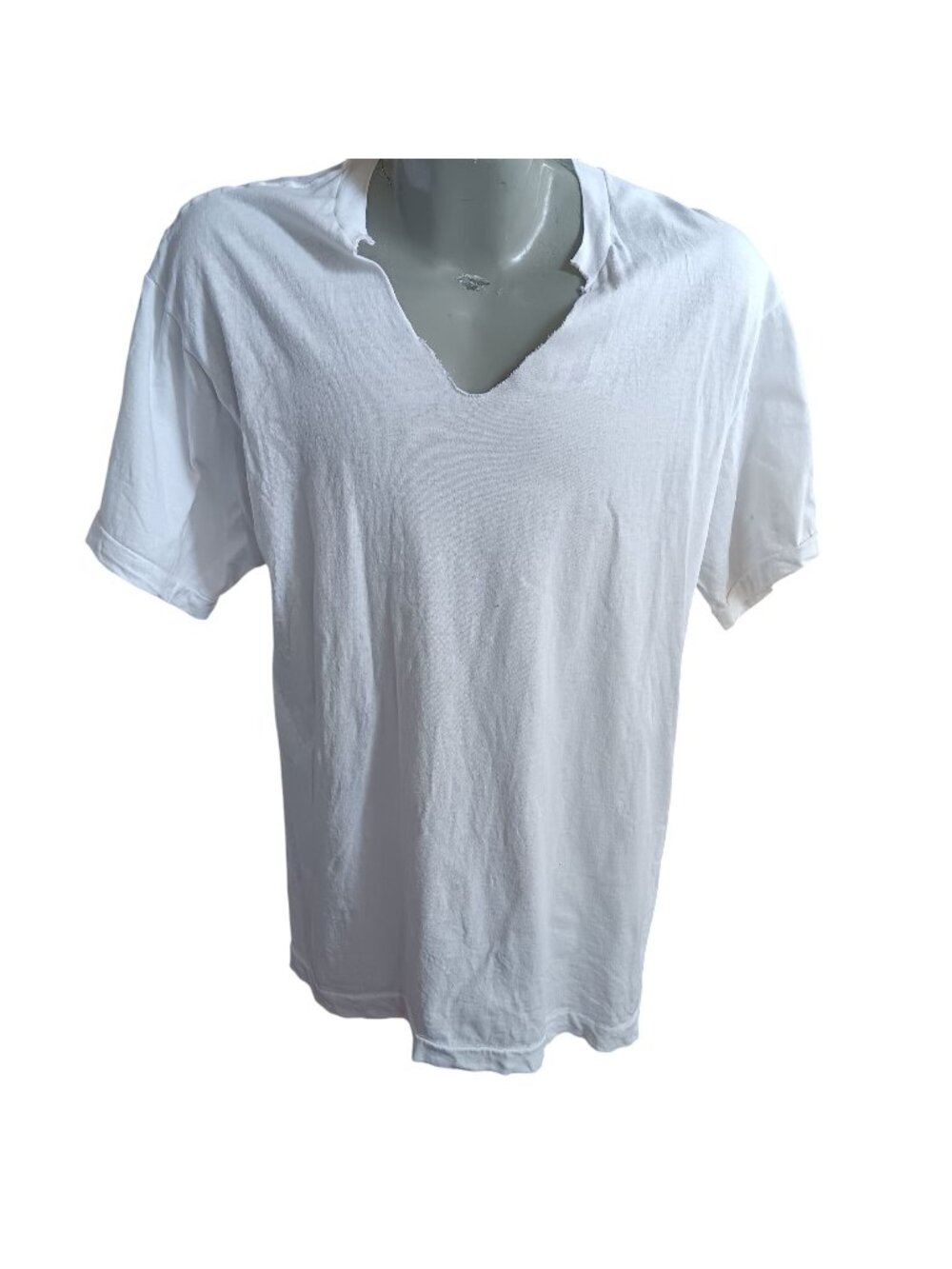 BVD Vintage T-shirt XL Single Stitch 1990's White Altered V-Neck T-Shirt USA